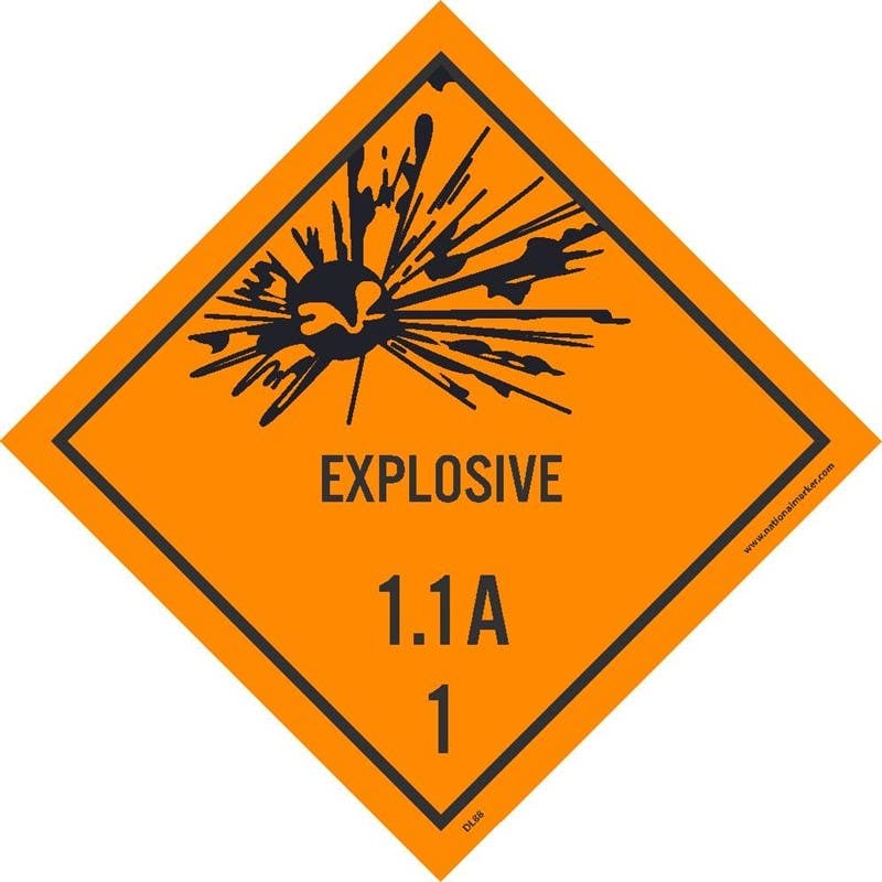 AccuformNMC DL88ALV Dot Shipping Label, Explosive 1.1A, 1, 4" x 4", PS Vinyl, 500/Roll