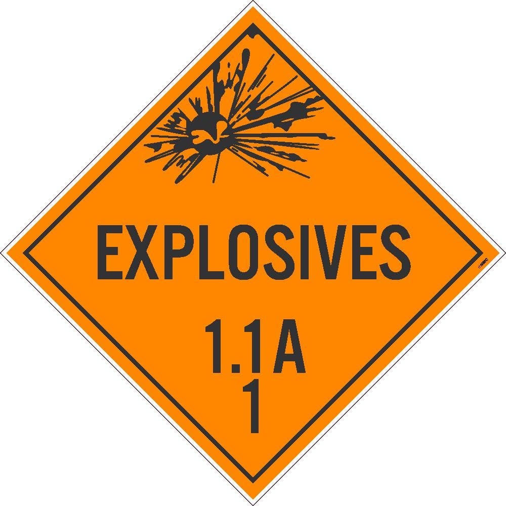 AccuformNMC MPL11 DOT Placard, Hazard Class 1 - Explosives & Blasting Agents (1.1A)