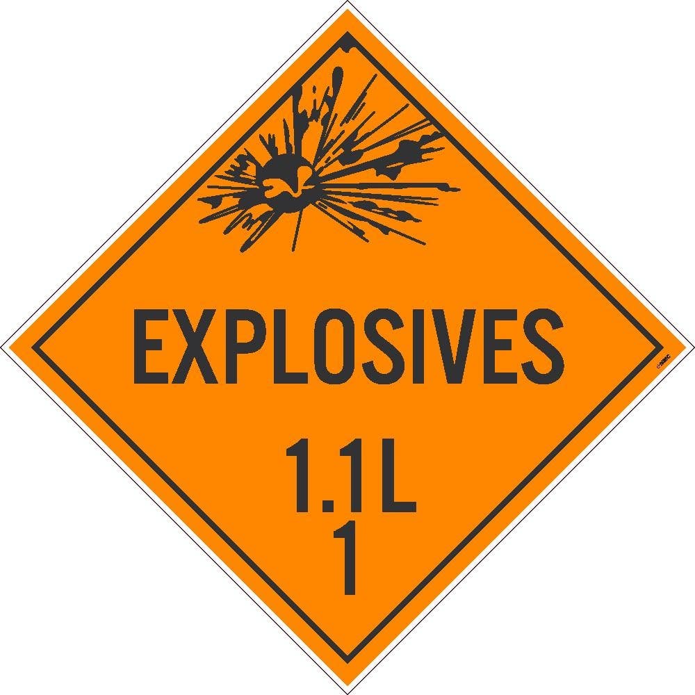 AccuformNMC DL89 Placard Sign, Explosives 1.1L, 1, 10.75" x 10.75"