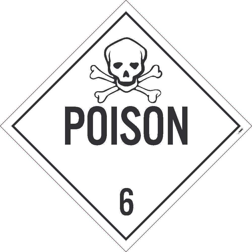 AccuformNMC DL8UV Placard Sign, Poison 6, Unrippable Vinyl, 10.75" x 10.75"