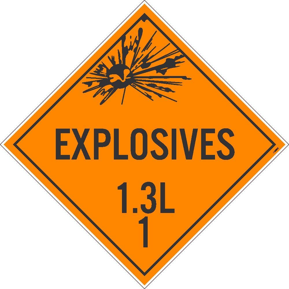 AccuformNMC MPL126 DOT Placard, Hazard Class 1 - Explosives & Blasting Agents (1.3L)