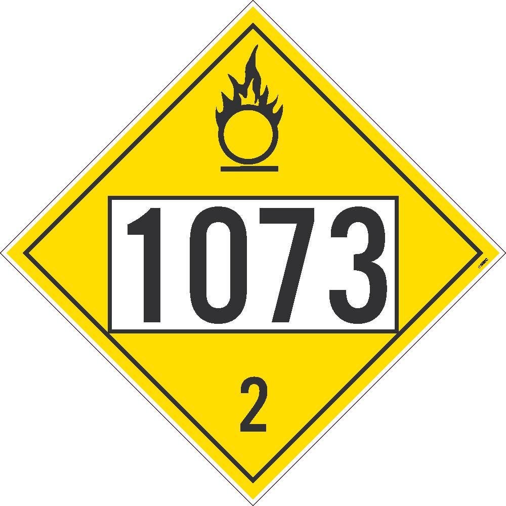 AccuformNMC MPL726 4-Digit DOT Placards: Hazard Class 2 - 1073 (Refrigerated Liquid Oxygen)