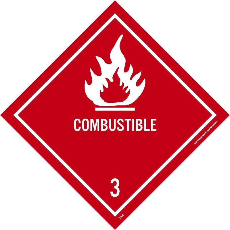 AccuformNMC DL9AP Dot Shipping Labels, Combustible 3, 4" x 4", Adhesive Backed Vinyl, 25/Pk