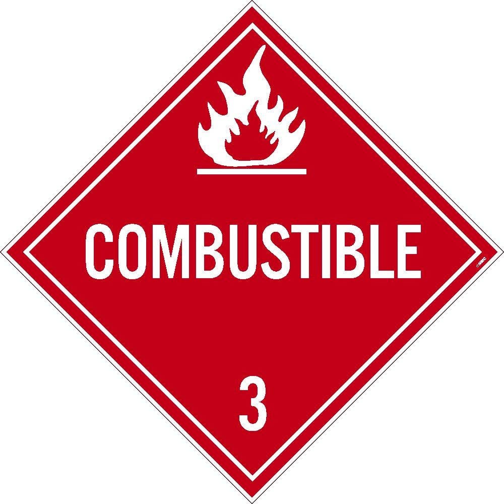 AccuformNMC DL9TB Placard Sign, Combustible 3, Card Stock, 10.75" x 10.75"