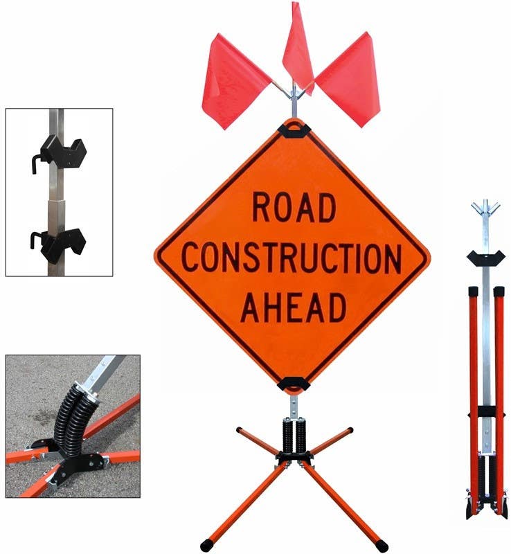 AccuformNMC DLSFLEXSTANDRGD Full Size Dual Spring Stand For 36" & 48" Rigid Signs, Steel Legs