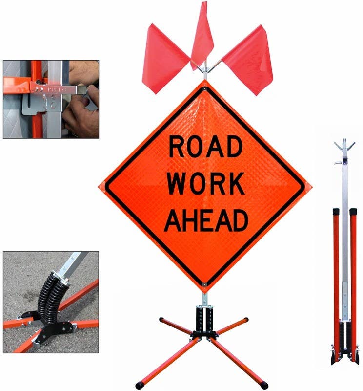 AccuformNMC DLSFLEXSTANDRU Full Size Dual Spring Stand For 36" & 48" Roll Up Signs, Steel Legs