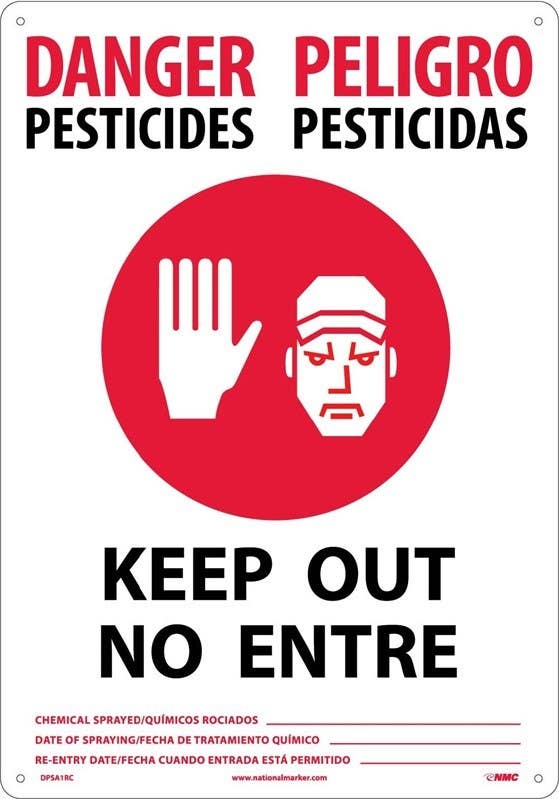 AccuformNMC DPSA1 Danger, Pesticides Keep Out (Bilingual) Sign, 20" x 14"