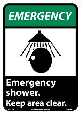 AccuformNMC MRSD ANSI Safety Sign, Emergency (Graphic) Safety Shower - Keep Area Clear
