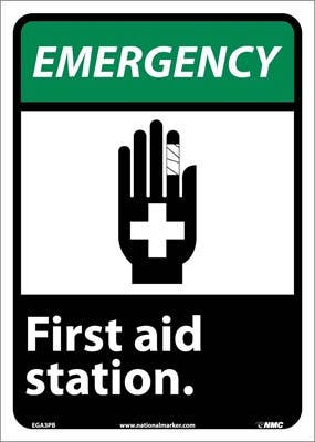 AccuformNMC M ANSI Sign, Emergency, First Aid Station