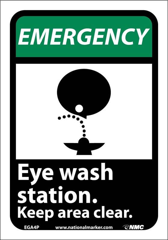 AccuformNMC MRSD ANSI Safety Sign, Emergency (Graphic) Eye Wash Station - Keep Area Clear