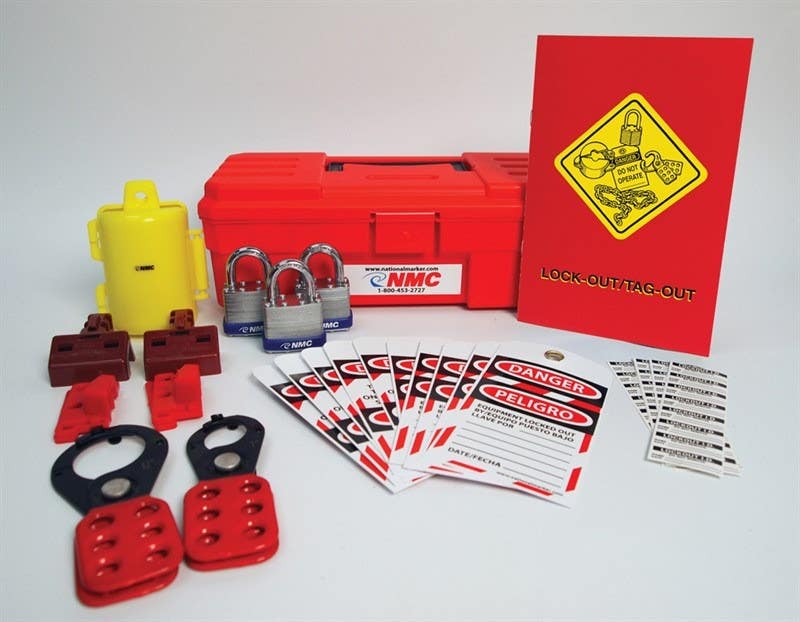 AccuformNMC ELOK2BI Bilingual Electrical Lockout Kit, 12" Tool Box w/Contents