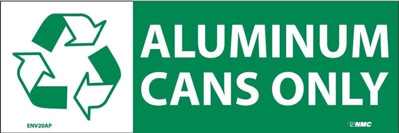 AccuformNMC ENV20AP Aluminum Cans Only Label (Graphic), 7.5" x 2.5", Adhesive Backed Vinyl, 5/Pk
