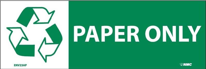 AccuformNMC ENV23AP Paper Only Sign (Graphic), 7.5" x 2.5", Adhesive Backed Vinyl, 5/Pk