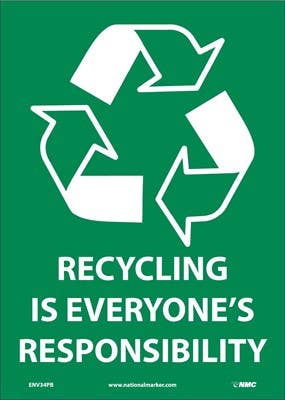 AccuformNMC MRCY510 Safety Signs, Recycling Is Everyone's Responsibility, 14" x 10"
