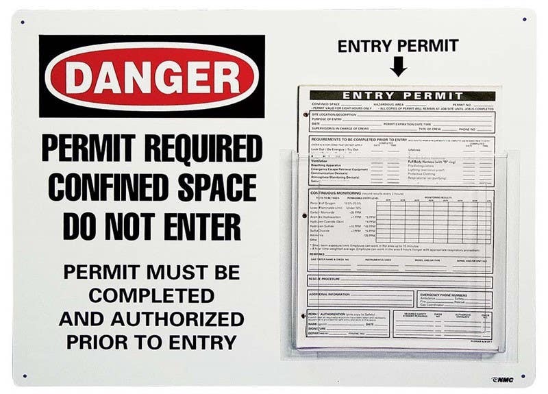 AccuformNMC CBS129 OSHA Danger Permit Holder Board, Confined Space…, 12" x 19"