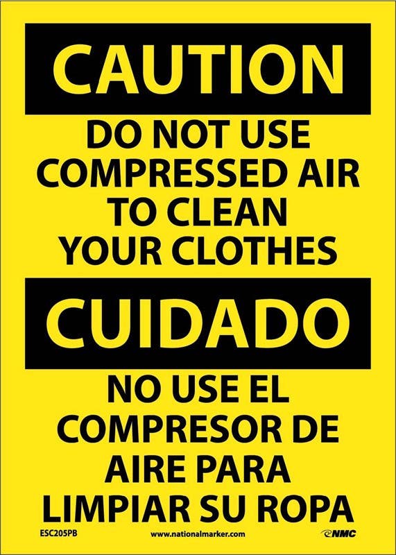 AccuformNMC ESC205 Caution, Do Not Use Compressed Air Sign (Bilingual), 14" x 10"