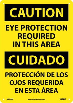 AccuformNMC SBMPP Bilingual OSHA Caution Safety Sign, Eye Protection Required In This Area