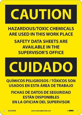 AccuformNMC ESC309 Caution, Hazardous Toxic Chemicals Are In Use Sign - Bilingual