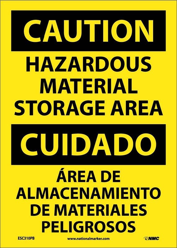 AccuformNMC ESC310 Caution, Hazardous Material Storage Area Sign (Bilingual), 14" x 10"