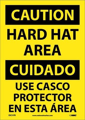 AccuformNMC SBMPPA Bilingual OSHA Caution Safety Sign, Hard Hat Area