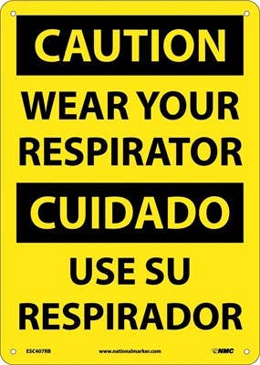 AccuformNMC ESC407 Caution, Wear Your Respirator Sign - Bilingual