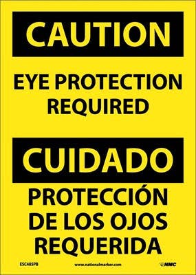 AccuformNMC SBMPPA Bilingual OSHA Caution Safety Sign, Eye Protection Required