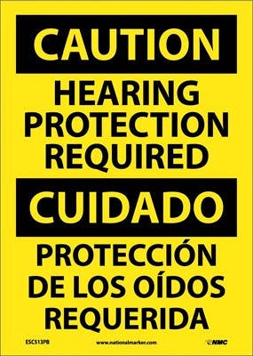 AccuformNMC SBMPP Bilingual OSHA Caution Safety Sign, Hearing Protection Required
