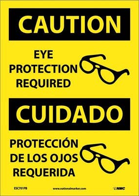AccuformNMC SBMPPA Bilingual Spanish OSHA Caution Safety Sign, Eye Protection Required