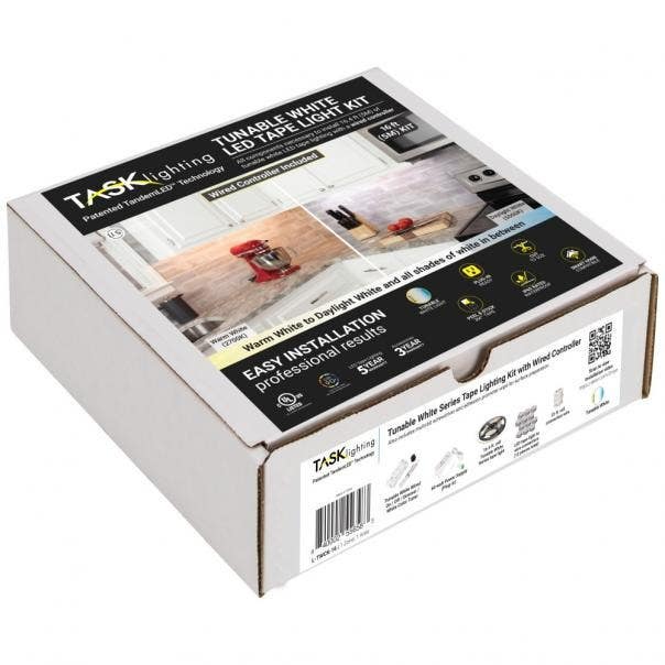 Task Lighting & Power L-TWCK-16 LED Tape Light Kit W/ Wired Controller, 1 Zone/Area, 16Ft, Tunable-White