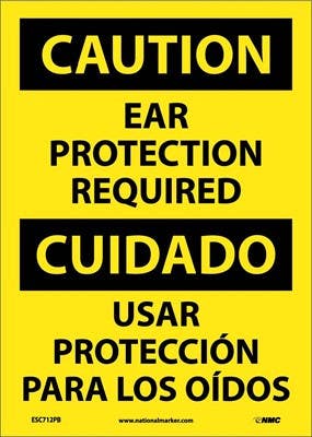 AccuformNMC SBMPPE616 Bilingual OSHA Caution Safety Sign, Ear Protection Required, 14" x 10"
