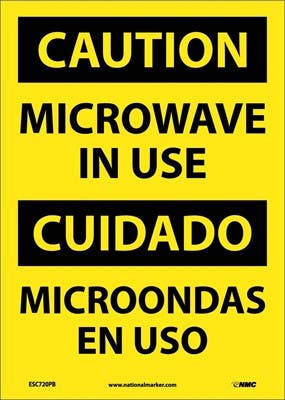 AccuformNMC SBMRAD602 Bilingual OSHA Caution Safety Sign, Microwave In Use, 14" x 10"