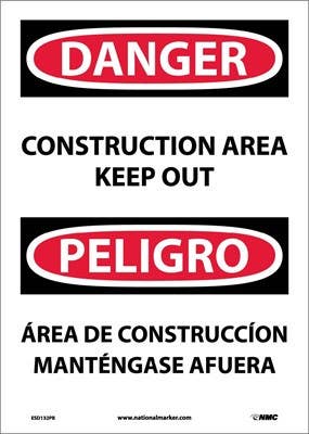 AccuformNMC ESD132 Danger, Construction Area Keep Out Sign (Bilingual), 14" x 10"