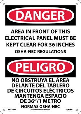 AccuformNMC SBMELC Bilingual Safety Sign, Area In Front Of Electrical Panel…