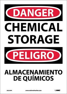 AccuformNMC SBMCHL OSHA Danger Bilingual Safety Sign, Chemical Storage