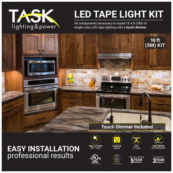 Task Lighting & Power L-VTDK-16 Touch Dimmer Switch Tape Light Kit, 16 Ft, 225 Lm/Ft.