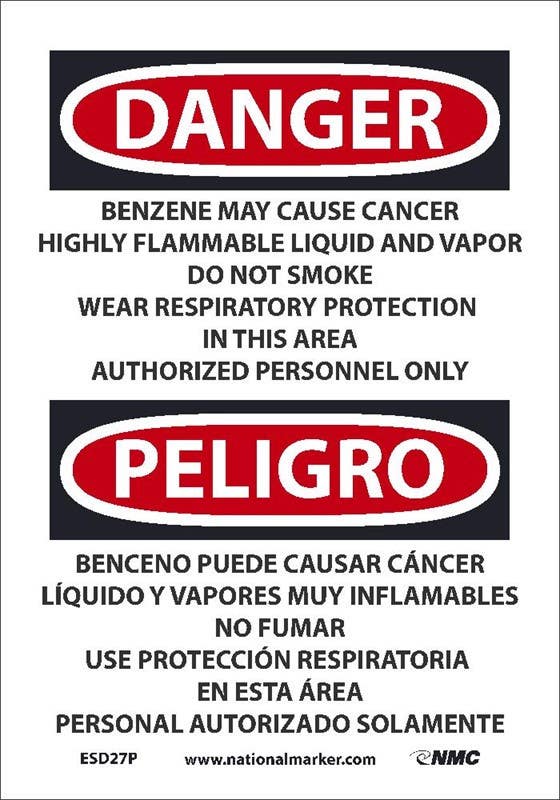 AccuformNMC ESD27 Danger, Benzene May Cause Cancer Highly Sign - Bilingual