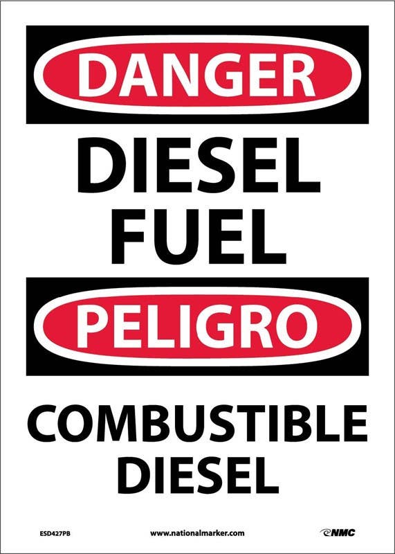 AccuformNMC SBMCHL Bilingual OSHA Danger Safety Sign, Diesel Fuel