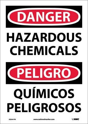 AccuformNMC SBMCHL OSHA Danger Bilingual Safety Sign, Hazardous Chemicals/Quimicos Peligrosos