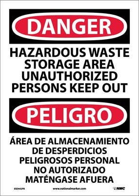 AccuformNMC SBMCHG OSHA Danger Bilingual Safety Sign, Hazardous Waste Storage Area…