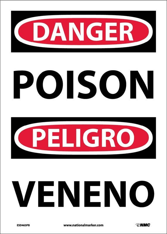 AccuformNMC SBMCHG039 OSHA Danger Bilingual Safety Sign, Poison / Veneno, 14" x 10"