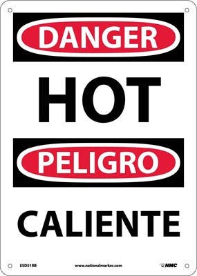 AccuformNMC SBMCPG OSHA Danger Bilingual Safety Sign, Hot / Caliente