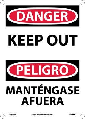 AccuformNMC SBMADM Bilingual OSHA Danger Safety Sign, Keep Out