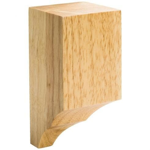 Hardware Resources MCB-2-RW Inside Corner Cornice Block, Wood Species-Rubberwood