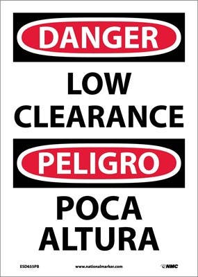 AccuformNMC SBMECR004 Bilingual Safety Sign, Low Clearance, 14" x 10"