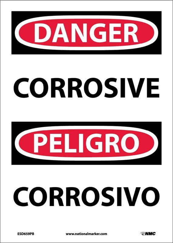 AccuformNMC SBMCHL Bilingual OSHA Danger Safety Sign, Corrosive