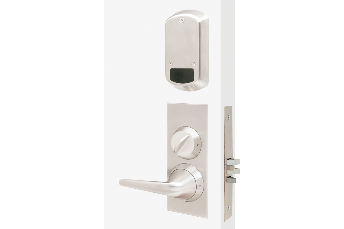 TownSteel XMRXL Grade 1 Electronic Mortise Lock w/ Ligature Resistant Clutched Lever Trim, Satin Stainless Steel