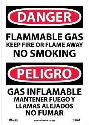 AccuformNMC SBMCHG062 Bilingual Spanish OSHA Danger Safety Sign, Flammable Gas..., 14" x 10"