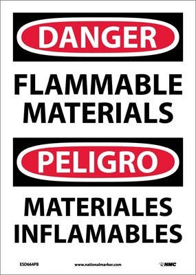 AccuformNMC SBMCHG052 Bilingual OSHA Danger Safety Sign, Flammable Materials, 14" x 10"