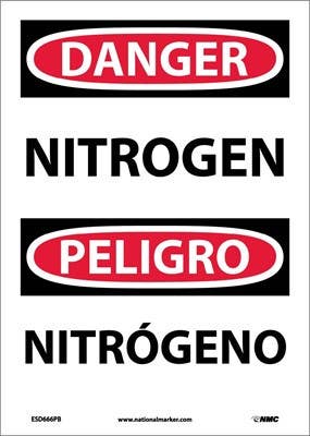 AccuformNMC ESD666 Danger, Nitrogen Sign (Bilingual), 14" x 10"