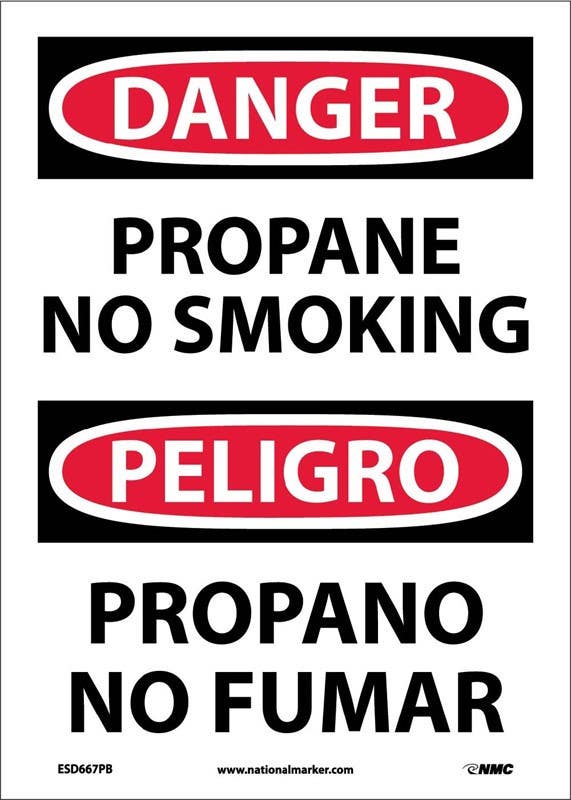 AccuformNMC SBMCHG097 Bilingual OSHA Danger Safety Sign, No Smoking - Propane